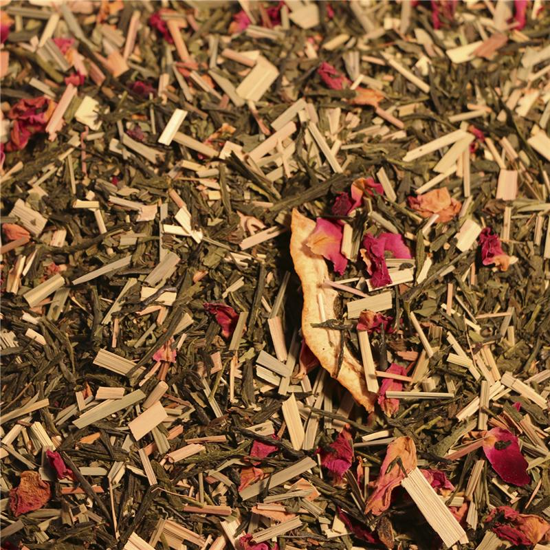 Japansk sencha te med citron og mynte