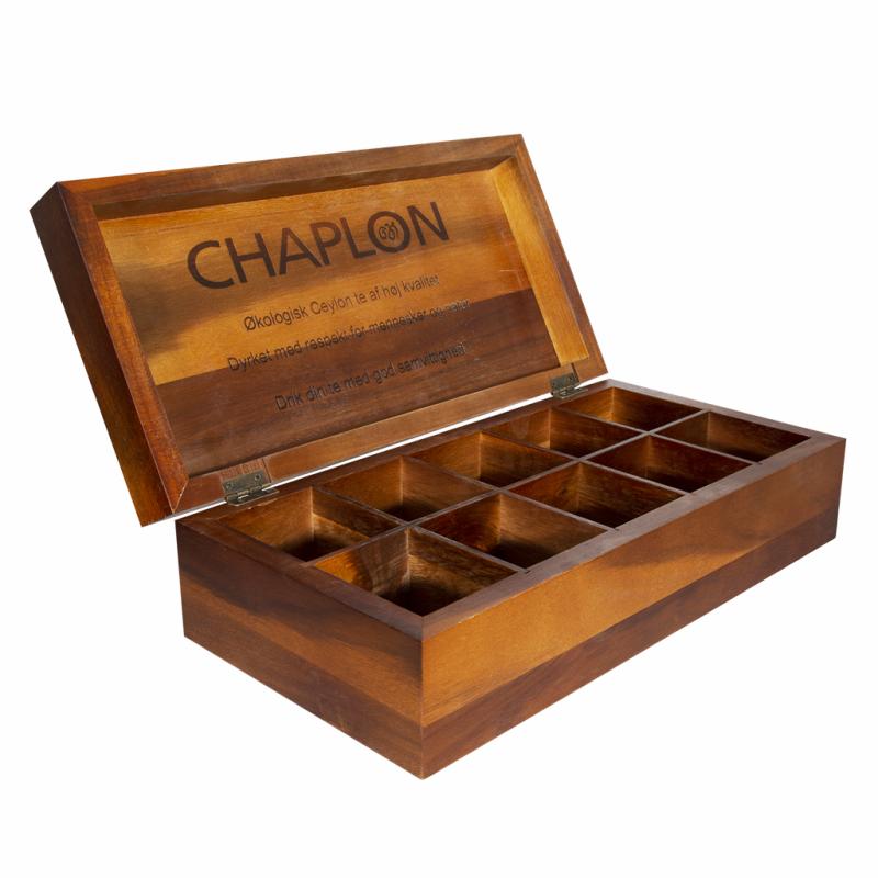 Chaplon træ te kasse uden indhold 